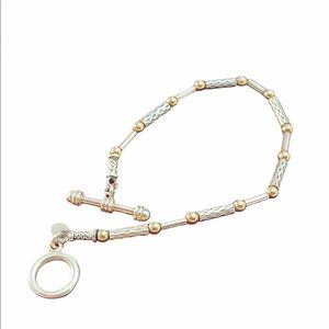 Zanfeld 14k gold & sterling silver fancy bead  bracelet 7”